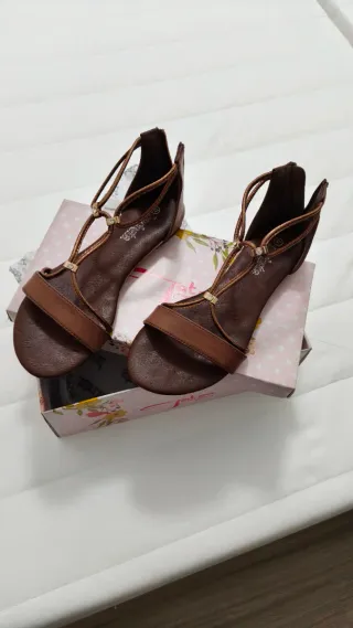 Sandali donna marrone e oro