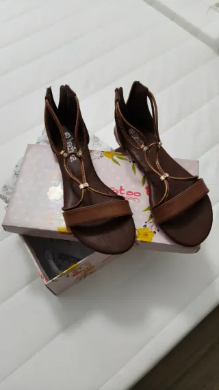 Sandali donna marrone e oro
