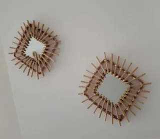 Espejo decorativo ratán y madera