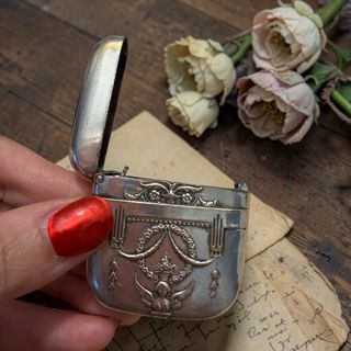 Antico porta fiammiferi placcato argento 1800