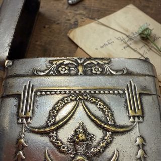 Antico porta fiammiferi placcato argento 1800