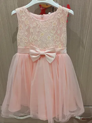 Vestito cerimonia bambina rosa panna