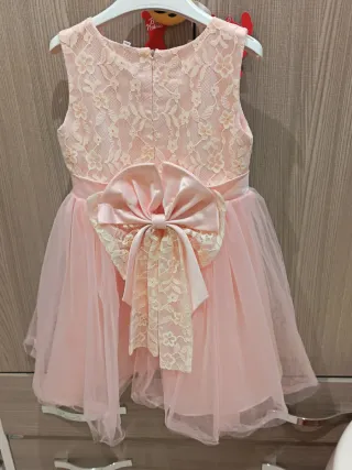 Vestito cerimonia bambina rosa panna