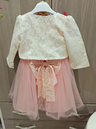 Vestito cerimonia bambina rosa panna