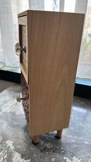 Mini cómoda madeira e vidro
