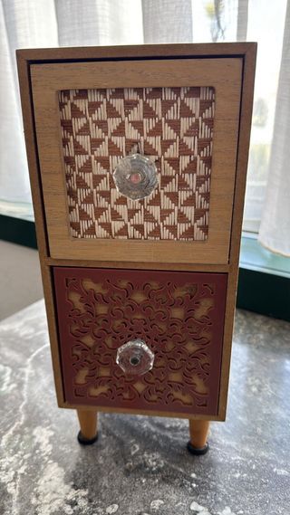 Mini cómoda madeira e vidro