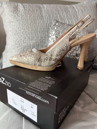 Zapatos de tacón Ezzio ante beige y dorado