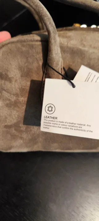 Bolso piel Zara verde pardo