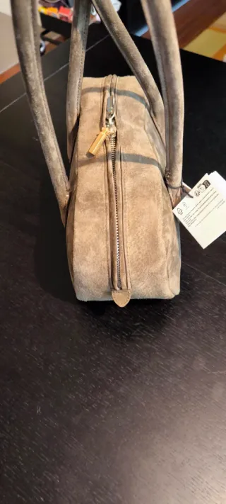 Bolso piel Zara verde pardo