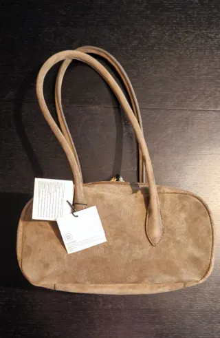 Bolso piel Zara verde pardo