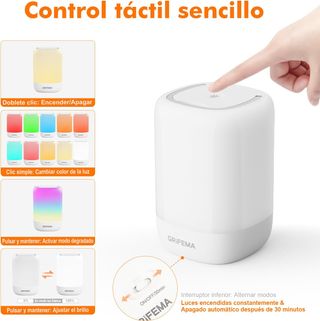 GRIFEMA Lámpara de Mesa Recargable para Dormitorio