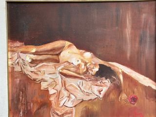 Quadro olio su tela con figura femminile