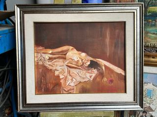 Quadro olio su tela con figura femminile