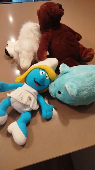 Lote Peluches: Oso, Smurf, Cerdo, Blanco