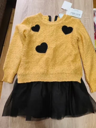 Vestido niña amarillo y negro