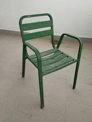 Conjunto 8 sillas terraza hierro verde