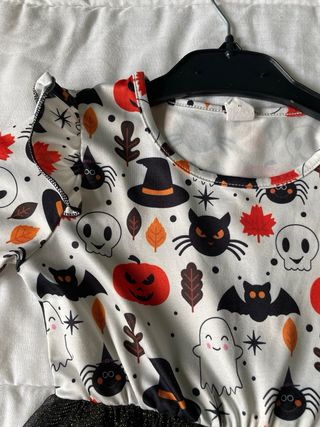 Vestido Halloween niña con mallas y diadema 2-3 añ