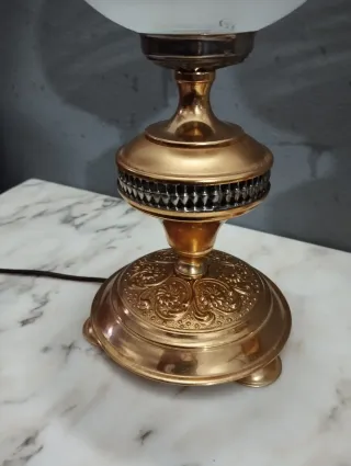 Pareja Lámparas Antiguas Doradas Cristal