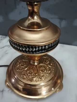 Pareja Lámparas Antiguas Doradas Cristal