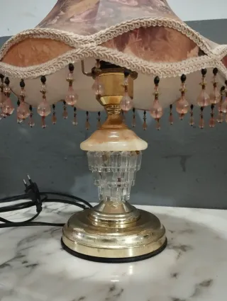 Pareja Lámparas Antiguas Cristal y Latón