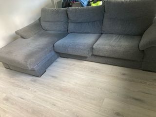 Sofá chaise longue gris tela