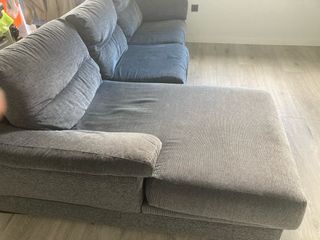 Sofá chaise longue gris tela