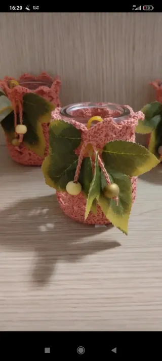 3 vasetti decorati in vetro