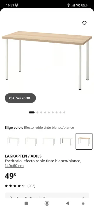 Mesa Ikea LAGKAPTEN 140x60cm Roble