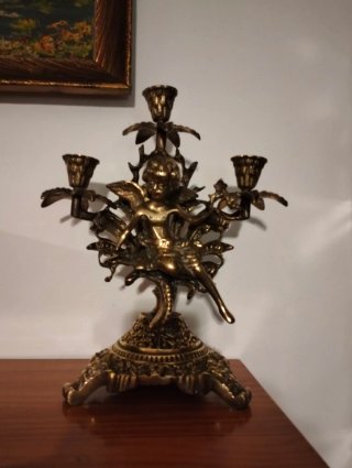 Candelabro Bronce Querubín