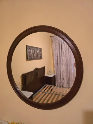 Espejo Redondo Madera Maciza