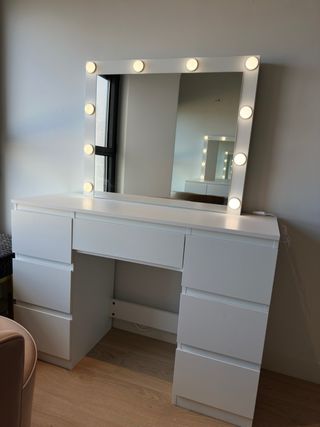 Tocador Profesional Blanco con Espejo LED