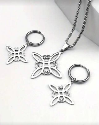 Conjunto Nudo de Bruja: Anillo,collar y Pendientes