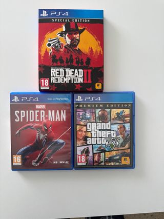 Lote 3 Juegos PS4: Red Dead 2, Spider-Man, GTA V