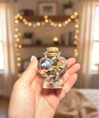 Tarro cristal forma corazon de joyas misteriosas
