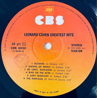 Leonard Cohen Greatest Hits Vinilo LP