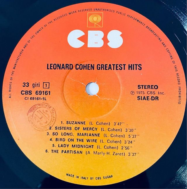 Leonard Cohen Greatest Hits Vinilo LP