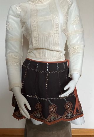 Falda boho vintage bordada