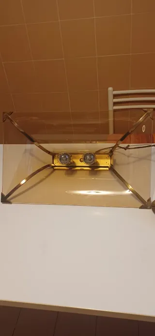 Lampadario Pagoda Vetro Metallo Anni 70