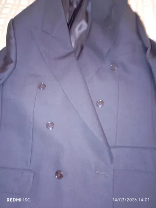 Chaqueta cruzada hombre negra talla 50