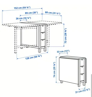 Tavolo pieghevole bianco con cassetti