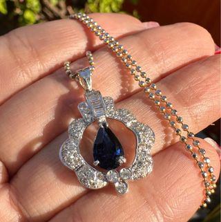 Collar Oro 18K Zafiro Natural y Diamantes