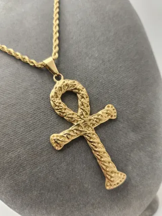 Colgante Ankh Acero Quirúrgico Chapado Oro
