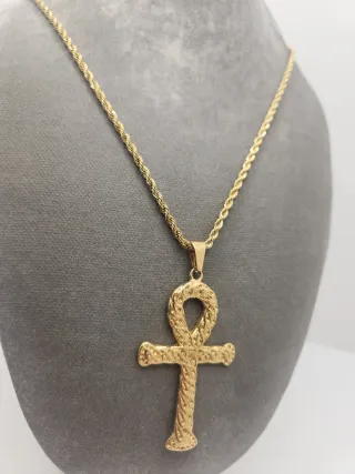 Colgante Ankh Acero Quirúrgico Chapado Oro