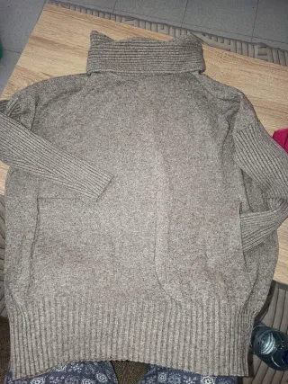 Jersey mujer cuello alto marrón/gris