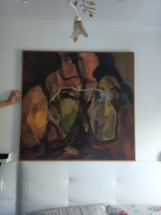 Cuadro abstracto grande sobre madera