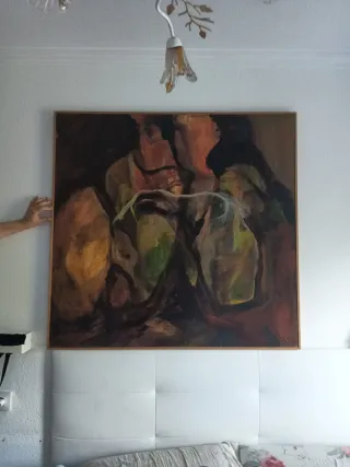 Cuadro abstracto grande sobre madera