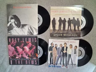 Huey Lewis & The News lote 4 discos single vinilo