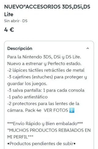 NUOVO. Custodia e accessori per Nintendo 3DS, DSi...