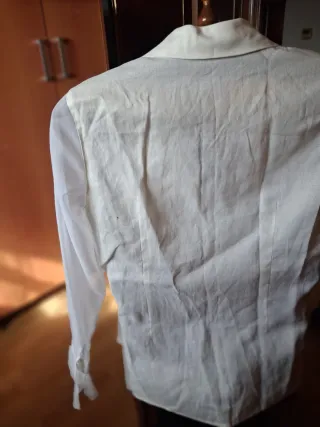 Camisa Lino y Gasa Beige/Blanca