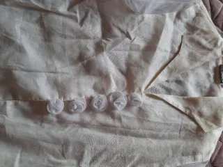 Camisa Lino y Gasa Beige/Blanca